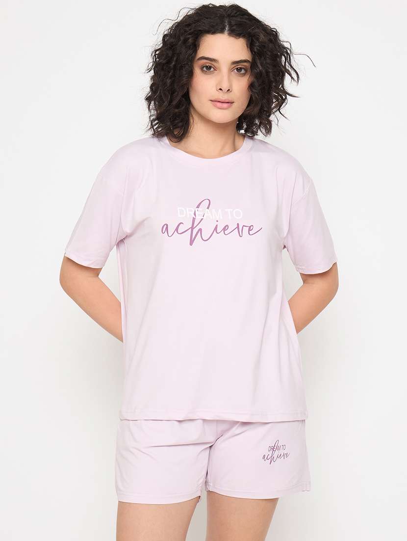 women printed nightwear shorts set