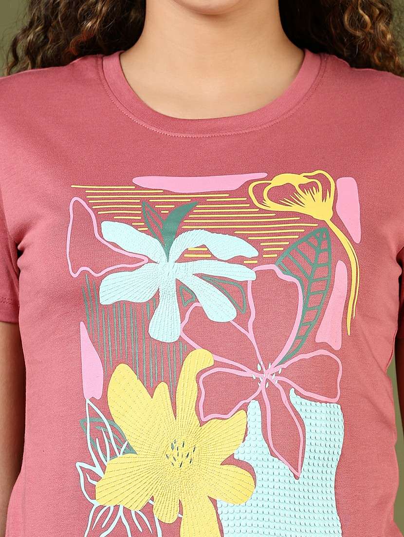 women printed short sleeve regular fit t-shirt - 21854118 - Standard Image - 5