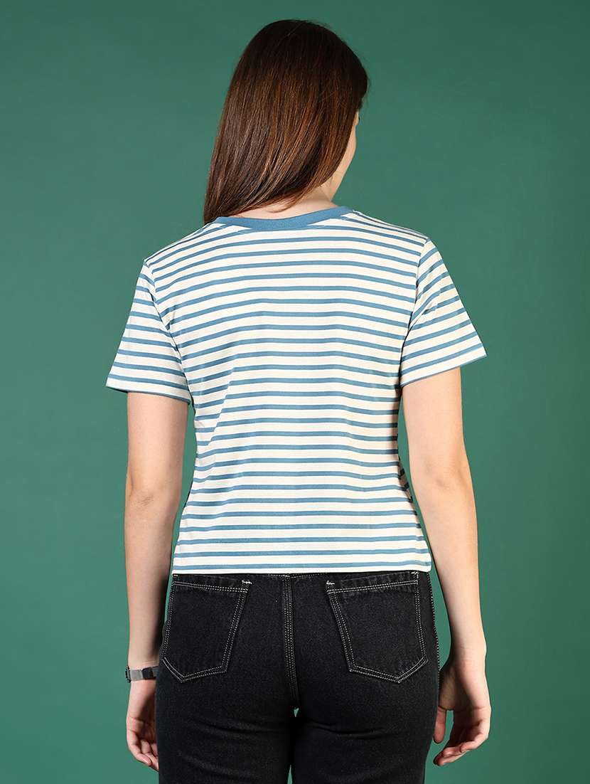 women striped short sleeve regular fit t-shirt - 21854119 -  Standard Image - 3