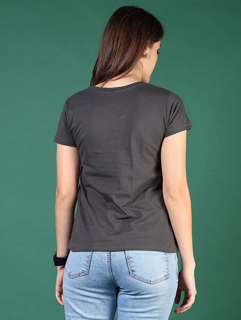 women front print round neck t-shirt - 21854120 -  Standard Image - 3