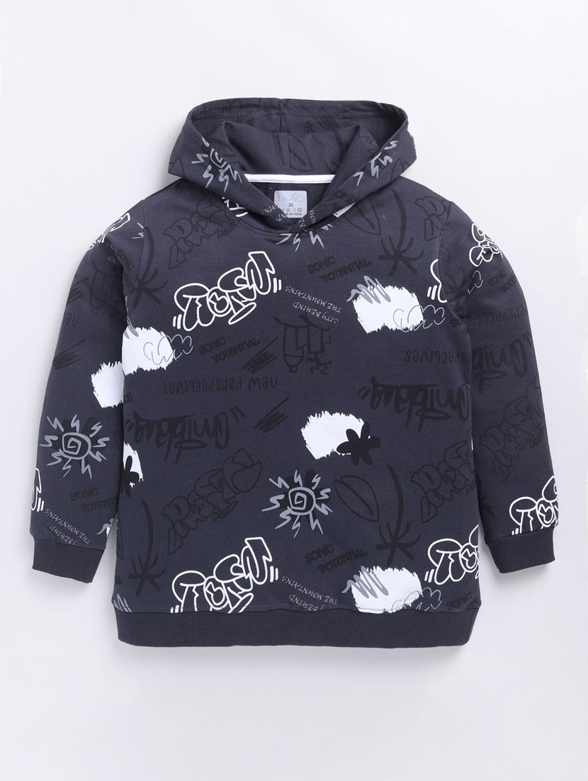 boys printed long sleeve hooded sweatshirt