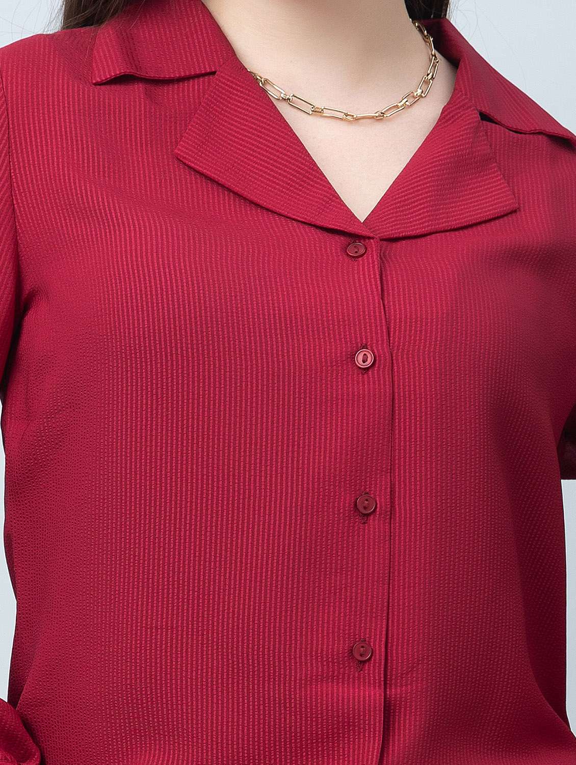 women solid collared long sleeves regular shirt - 21854168 -  Standard Image - 5