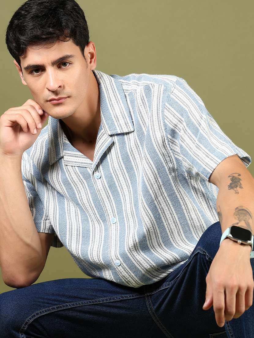 men striped long sleeve regular fit casual shirt - 21854222 -  Standard Image - 3