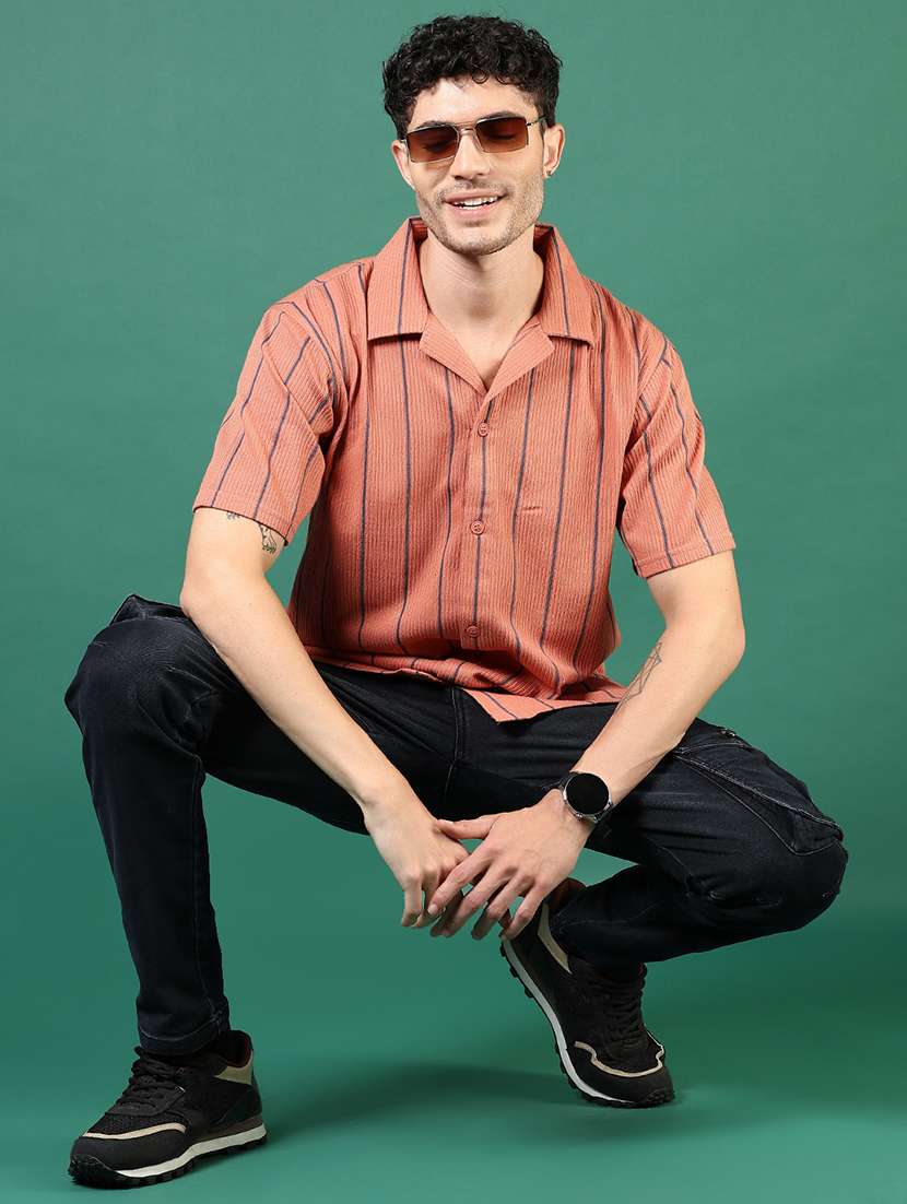 men rust stripes short sleeve regular fit t-shirt - 21854228 -  Standard Image - 5