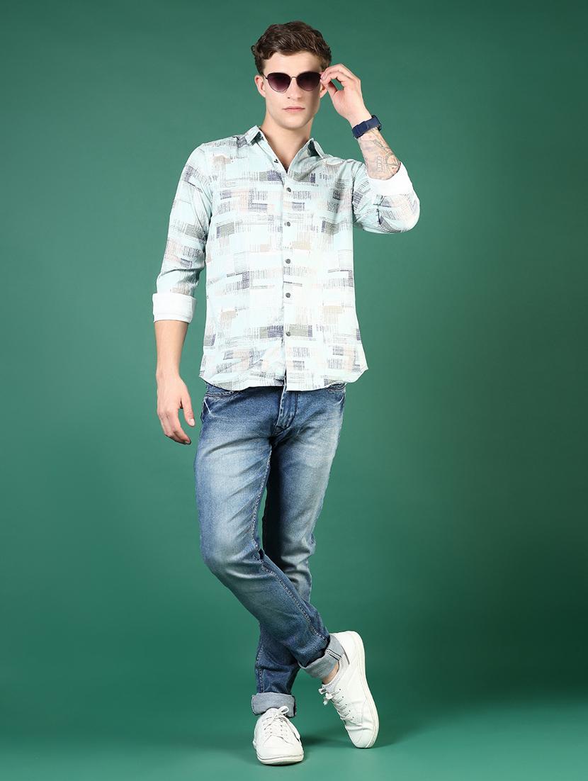 men green printed long sleeve regular fit casual shirt - 21854229 - Standard Image - 5