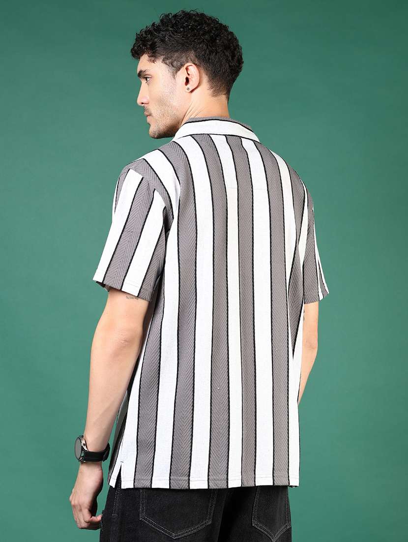 men grey stripes short sleeve regular fit t-shirt - 21854233 -  Standard Image - 3
