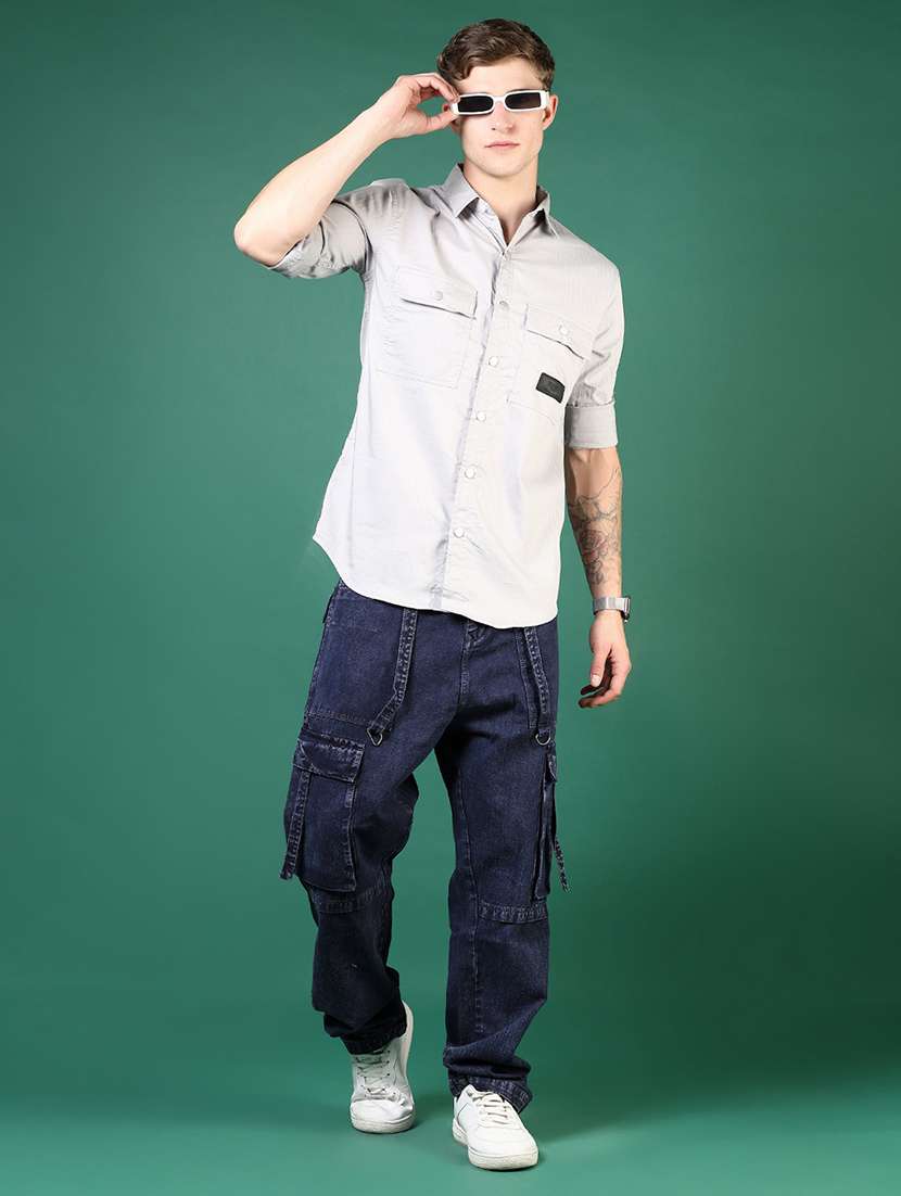 men grey solid long sleeve regular fit casual shirt  - 21854243 -  Standard Image - 5