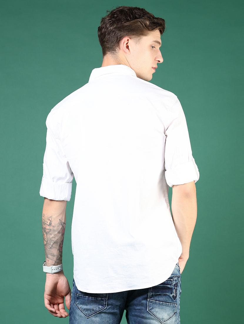 men white solid long sleeve regular fit casual shirt - 21854247 - Standard Image - 3