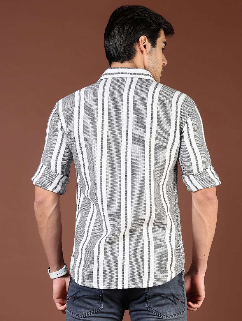men grey stripes long sleeve regular fit casual shirt  - 21854254 -  Standard Image - 3