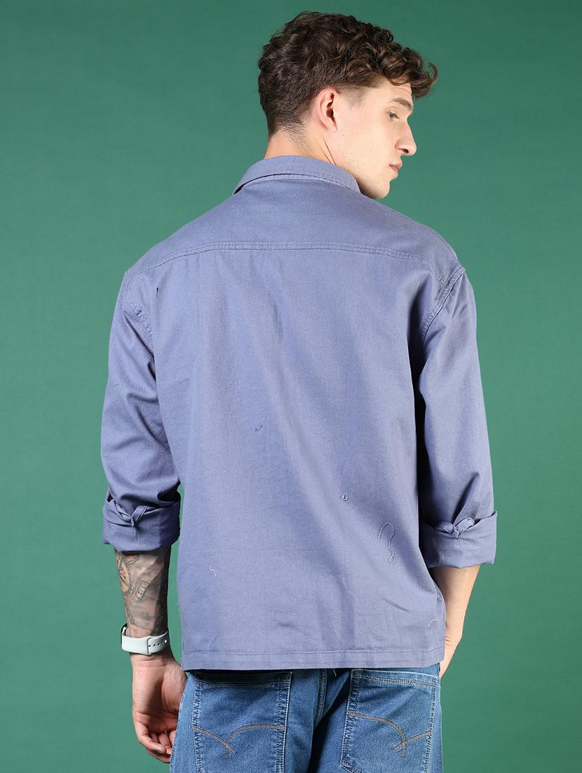 men purple solid long sleeve regular fit casual shirt - 21854260 - Standard Image - 3