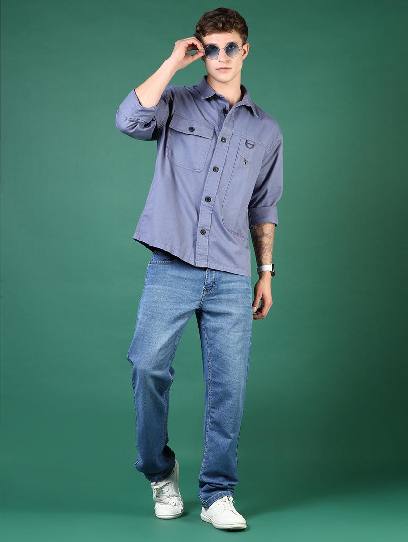 men purple solid long sleeve regular fit casual shirt - 21854260 - Standard Image - 5