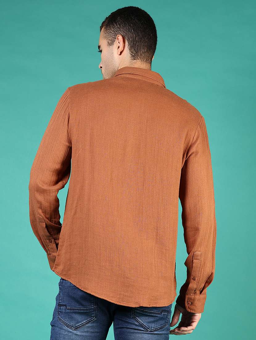 men solid long sleeve regular fit casual shirt - 21854279 - Standard Image - 3