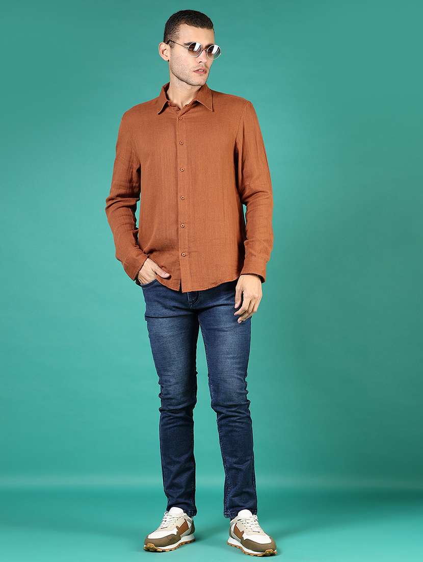 men solid long sleeve regular fit casual shirt - 21854279 - Standard Image - 5