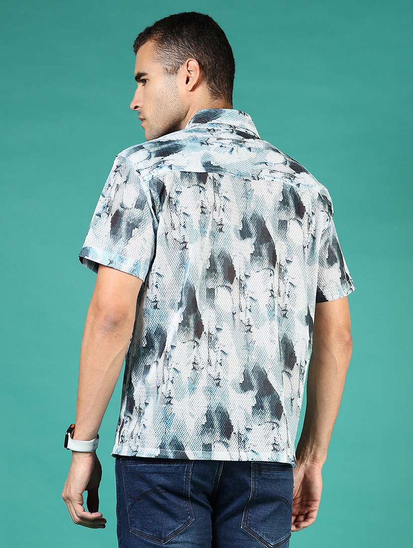 men printed short sleeve regular fit casual shirt - 21854283 -  Standard Image - 3