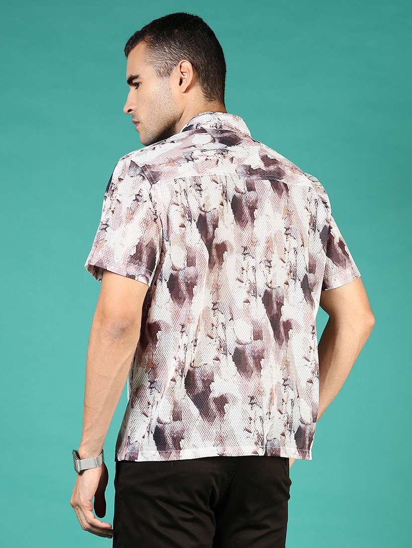 men printed short sleeve regular fit casual shirt - 21854286 -  Standard Image - 3