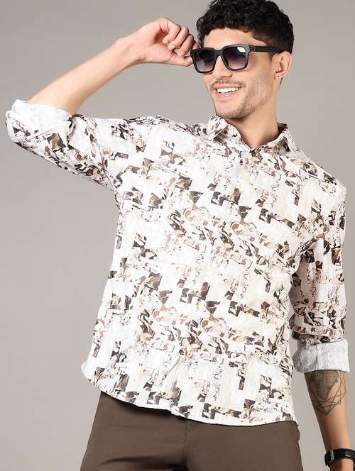 men printed long sleeve regular fit casual shirt - 21854289 -  Standard Image - 0