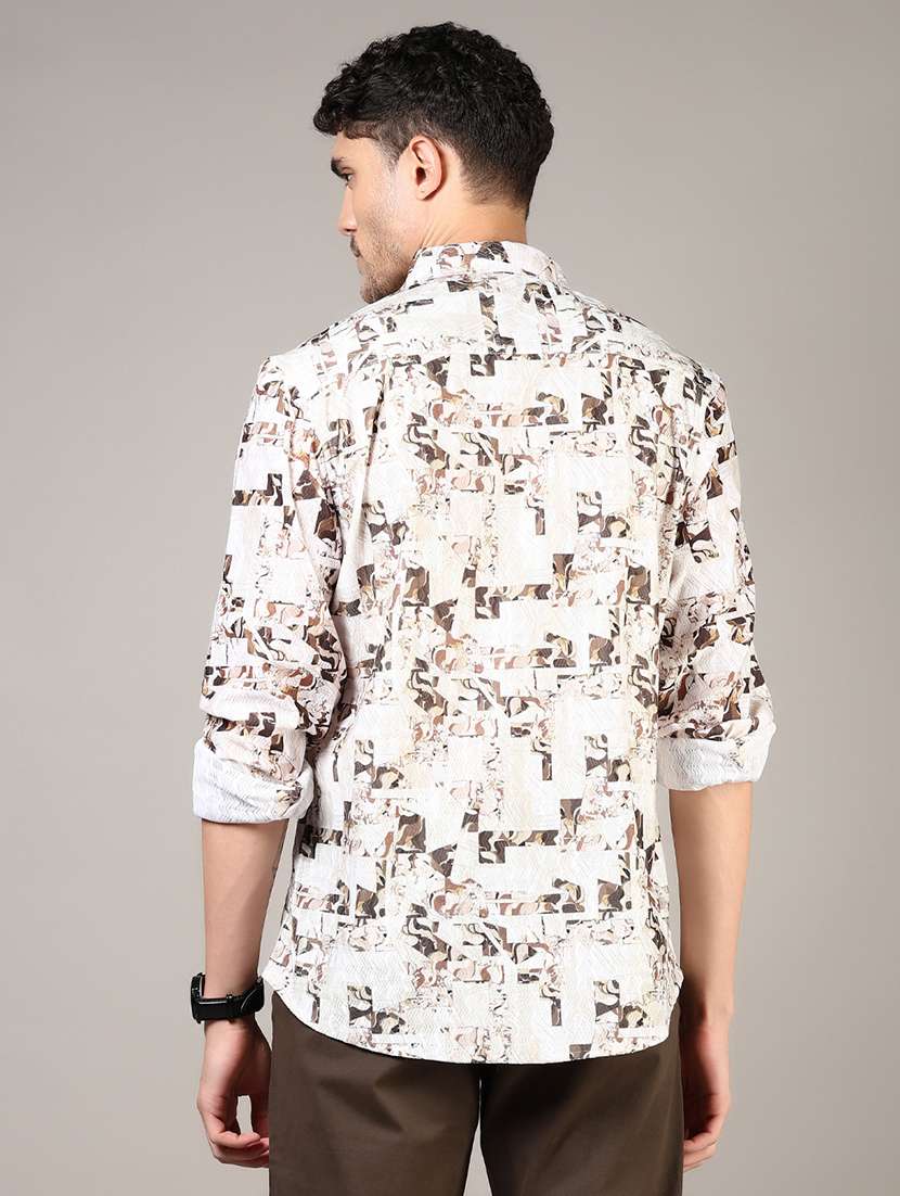 men printed long sleeve regular fit casual shirt - 21854289 -  Standard Image - 3