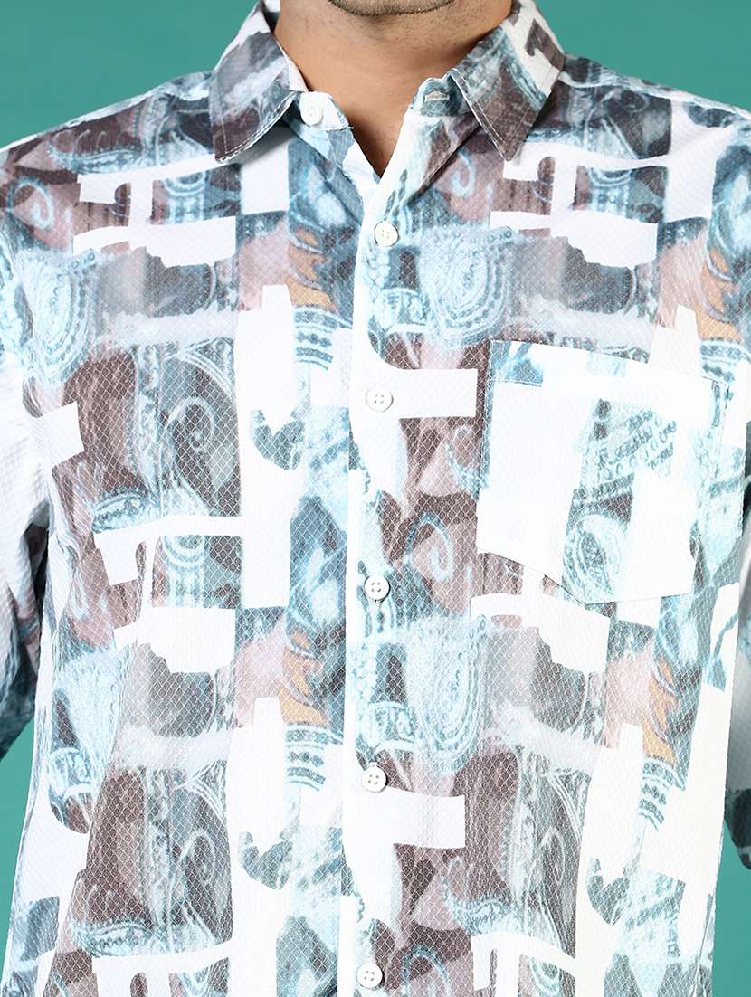 men printed collared long sleeve shirt - 21854295 -  Standard Image - 5