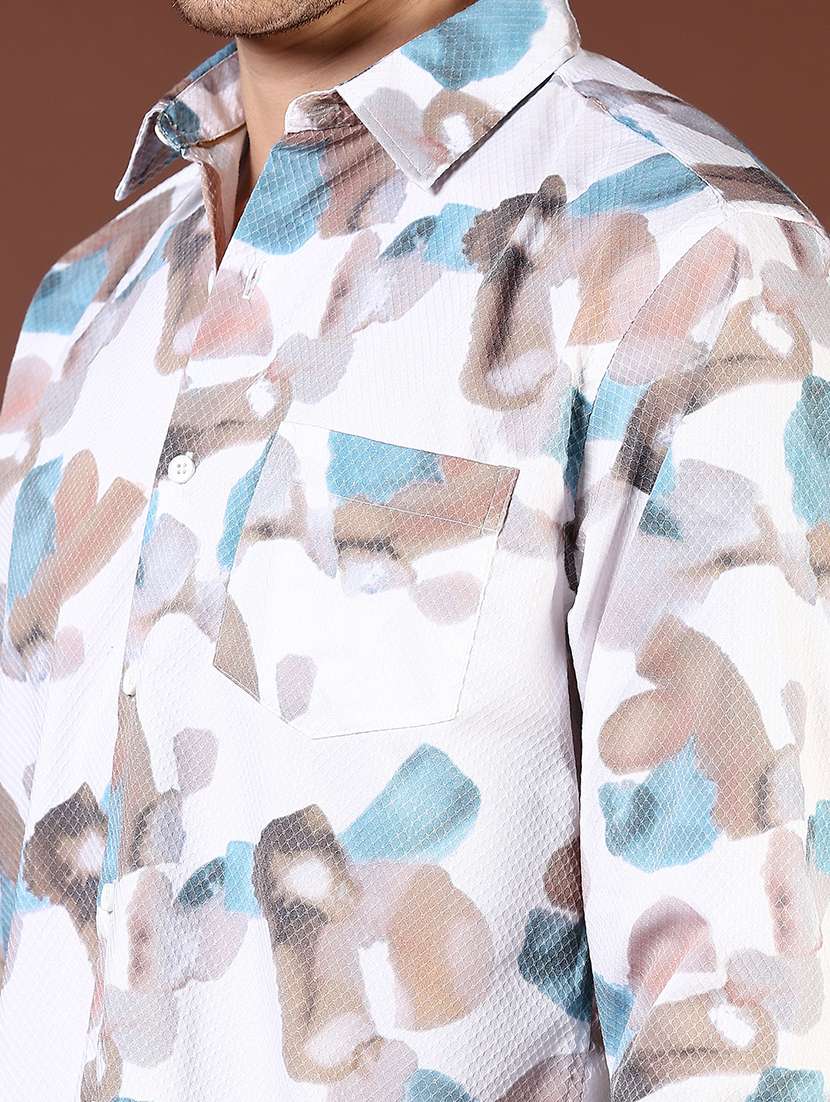 men printed collared long sleeve shirt - 21854296 -  Standard Image - 5