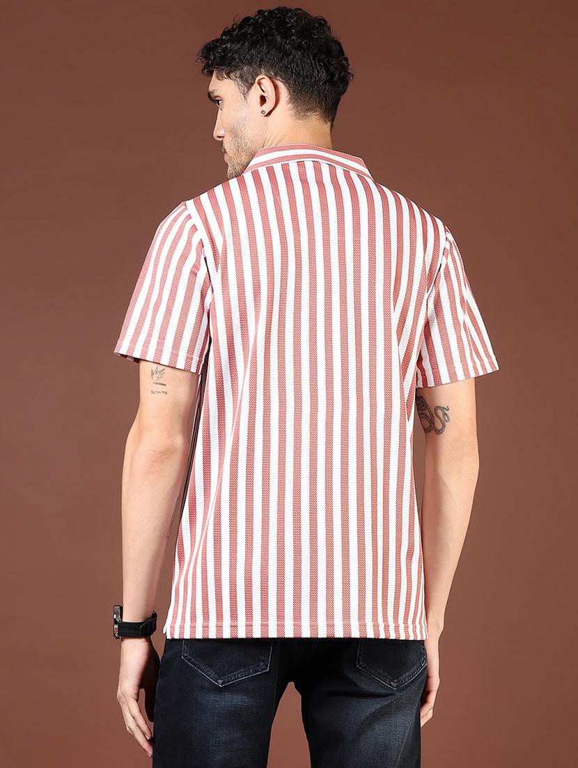 men striped short sleeve regular fit casual shirt - 21854307 - Standard Image - 3