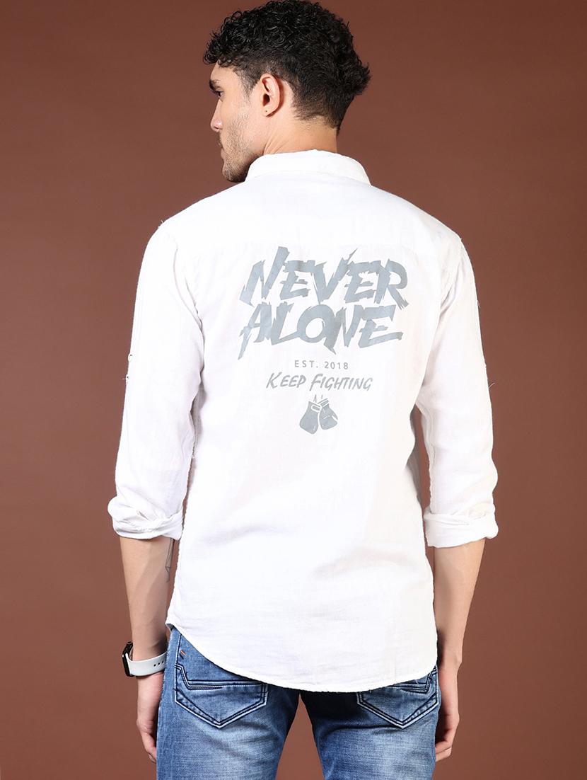 men white typographic long sleeve regular fit casual shirt - 21854314 - Standard Image - 3