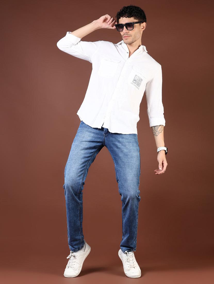 men white typographic long sleeve regular fit casual shirt - 21854314 - Standard Image - 5