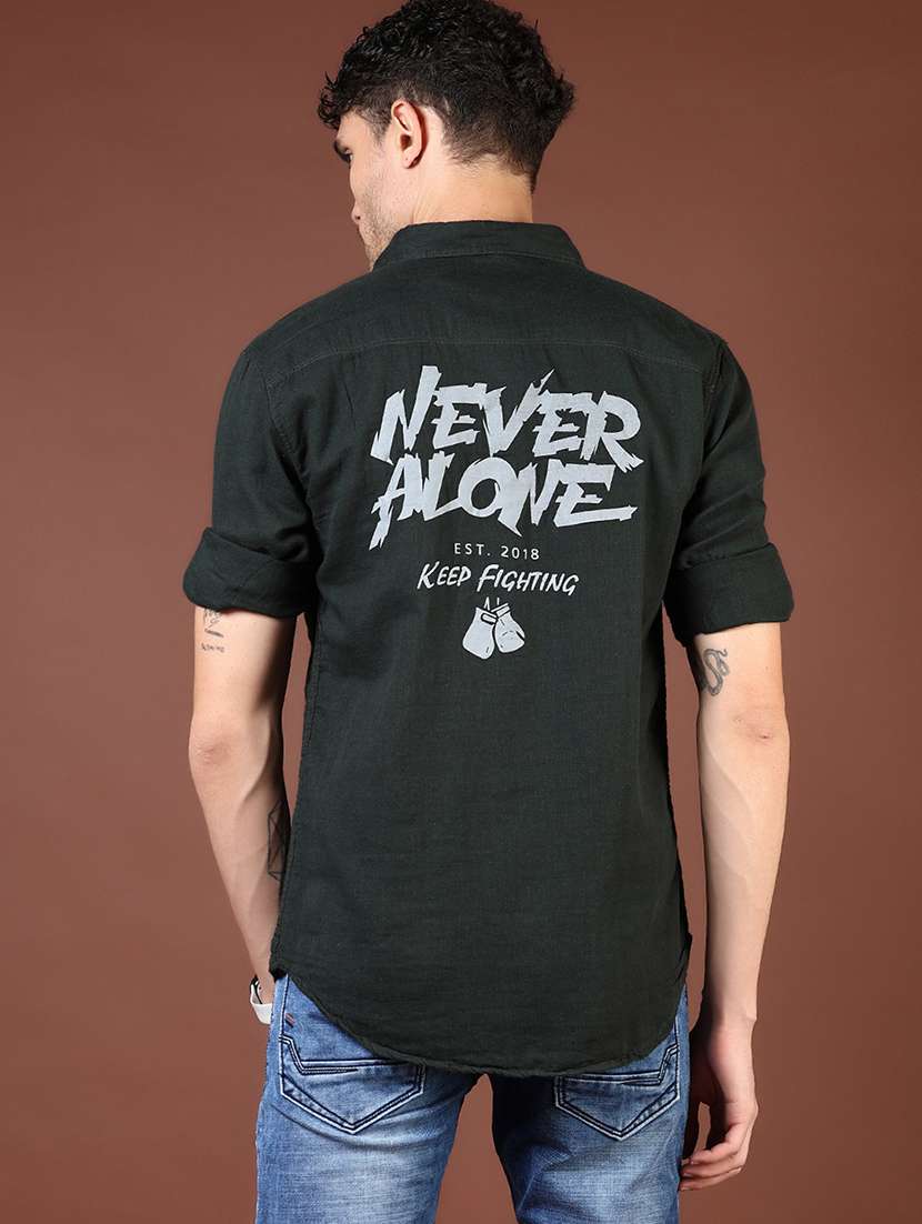 men back print collared short sleeve shirt - 21854315 -  Standard Image - 3