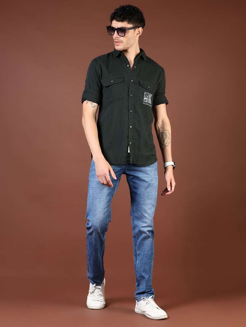 men back print collared short sleeve shirt - 21854315 -  Standard Image - 5