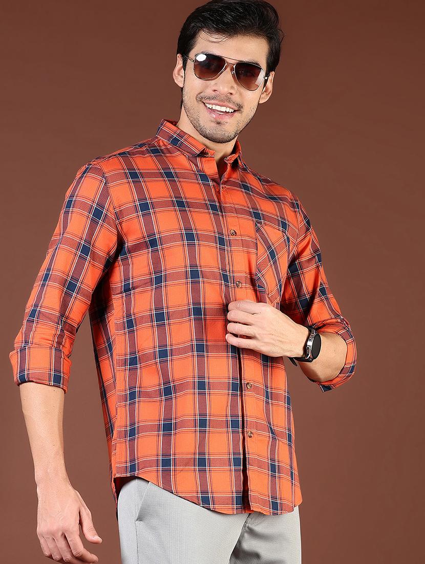 men checkered collared long sleeve shirt - 21854321 -  Zoom Image - 0