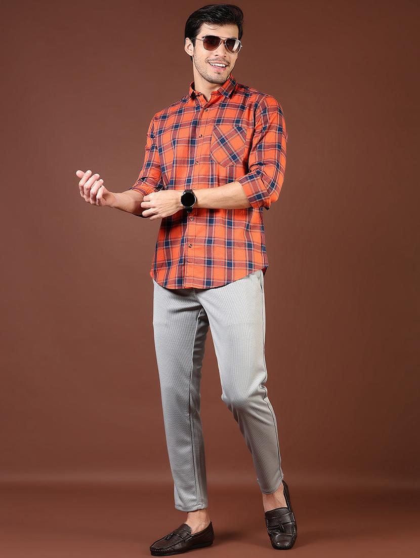 men checkered collared long sleeve shirt - 21854321 - Standard Image - 5