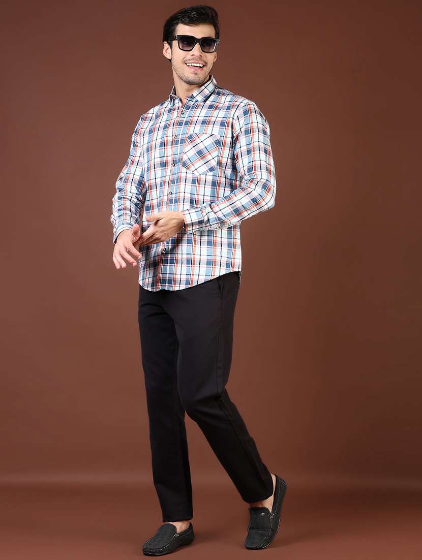 men checkered collared long sleeve shirt - 21854322 -  Standard Image - 5