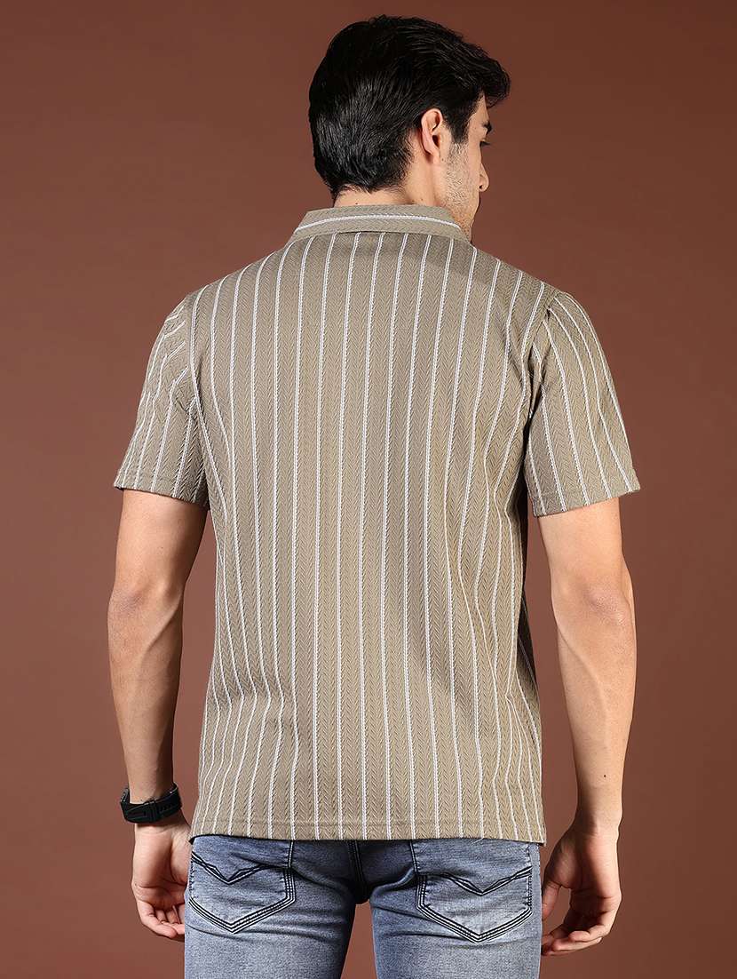 men striped short sleeve regular fit casual shirt - 21854323 -  Standard Image - 3