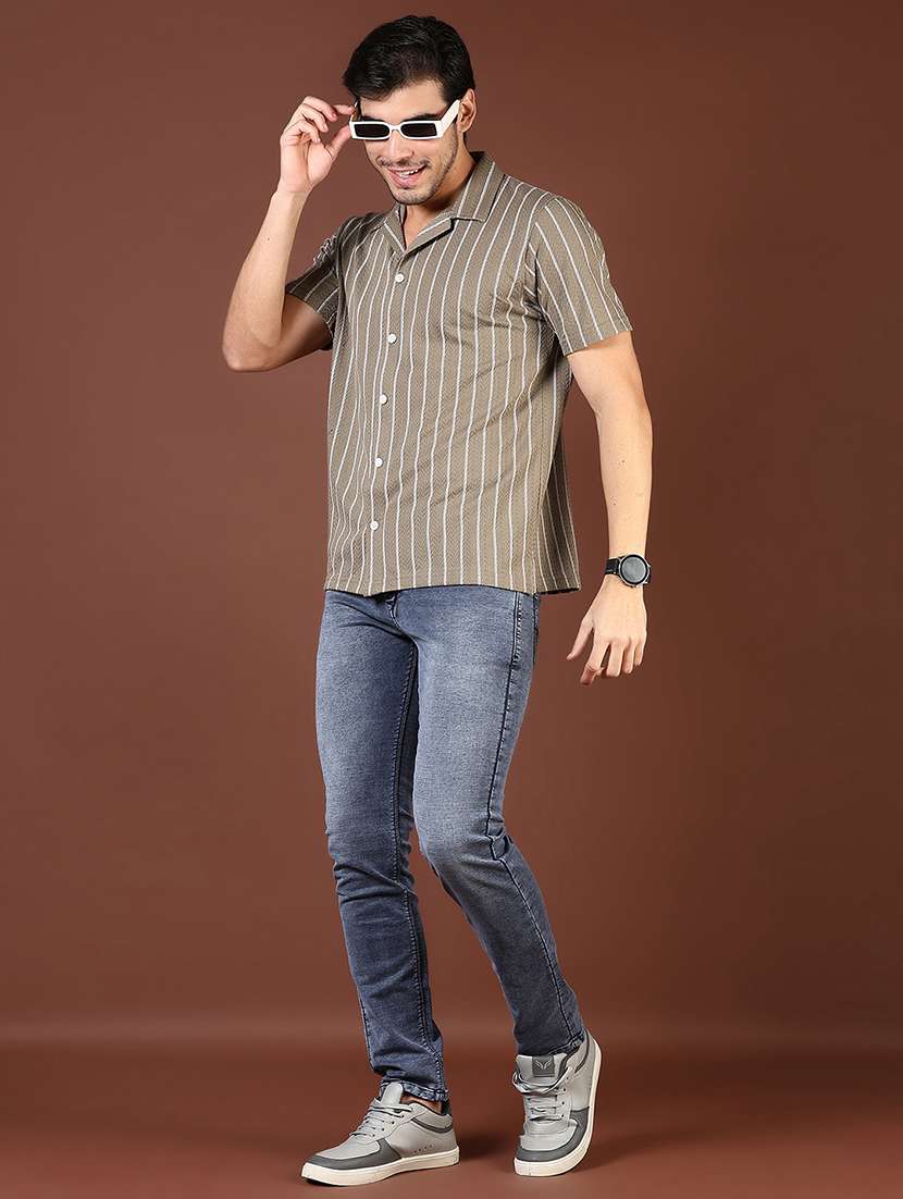 men striped short sleeve regular fit casual shirt - 21854323 -  Standard Image - 5