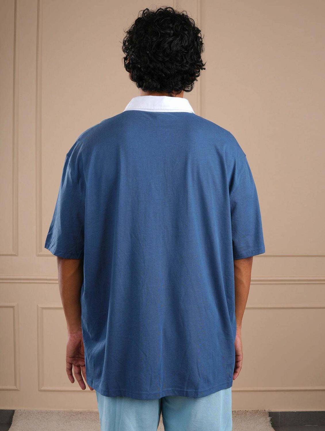 men blue solid short sleeve regular fit polo t-shirt - 21854331 - Standard Image - 3