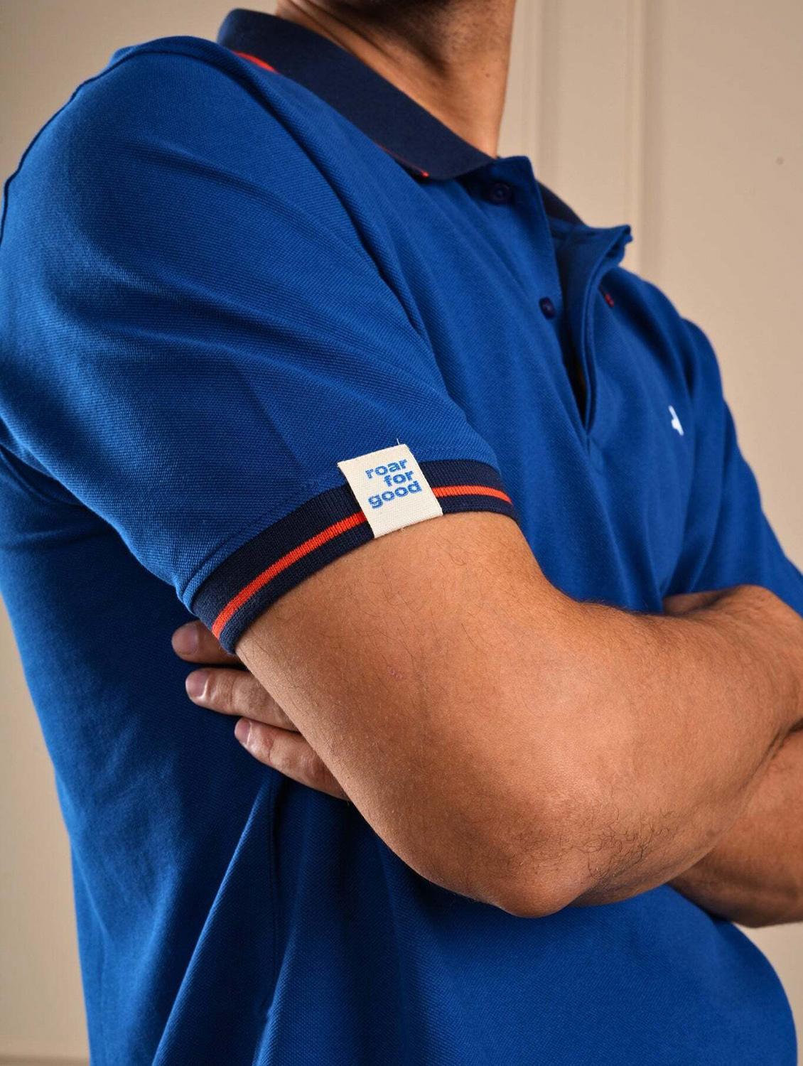 men blue solid short sleeve regular fit polo t-shirt - 21854333 - Standard Image - 5