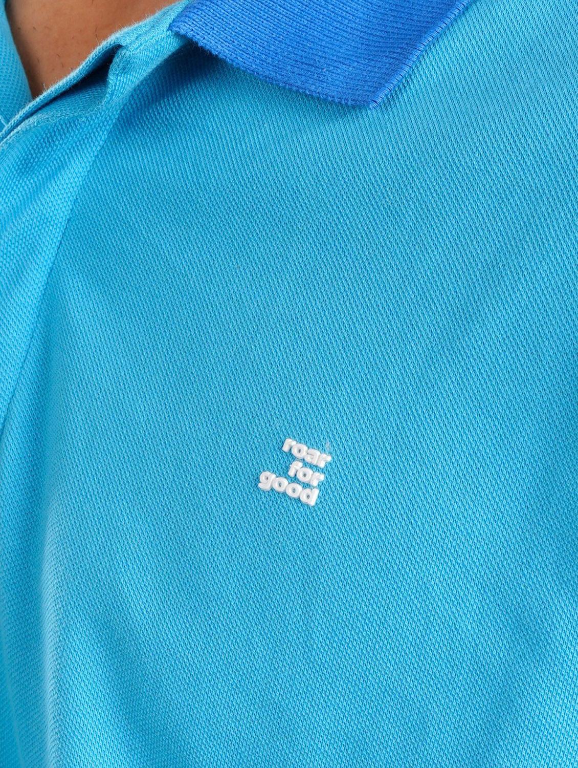 men blue solid short sleeve regular fit polo t-shirt - 21854335 - Standard Image - 3