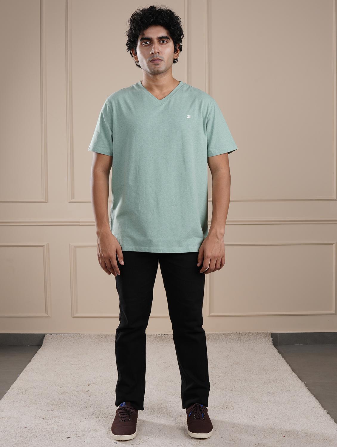 men green solid short sleeve regular fit t-shirt - 21854341 - Standard Image - 3