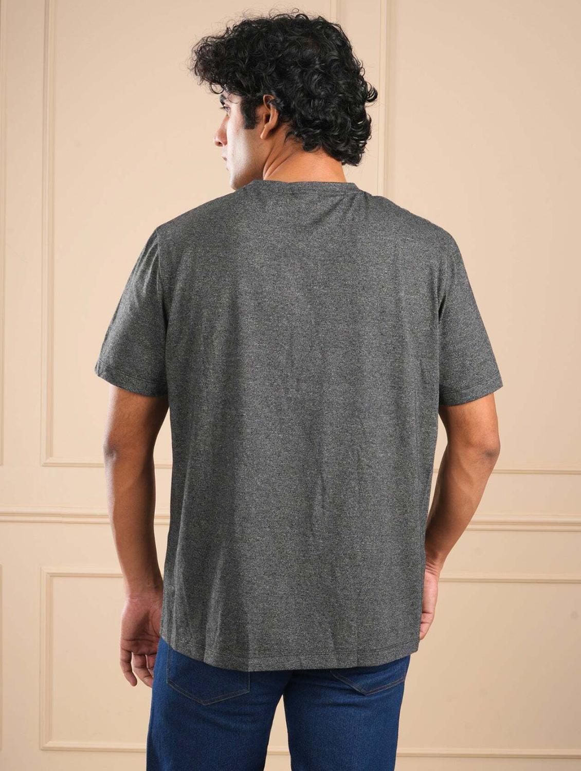 men grey solid short sleeve regular fit t-shirt - 21854343 - Standard Image - 3