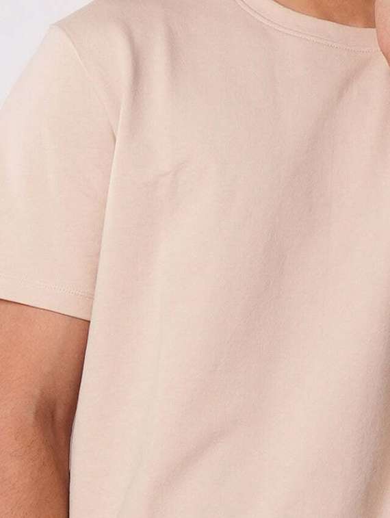men beige solid short sleeve regular fit t-shirt - 21854358 - Standard Image - 3