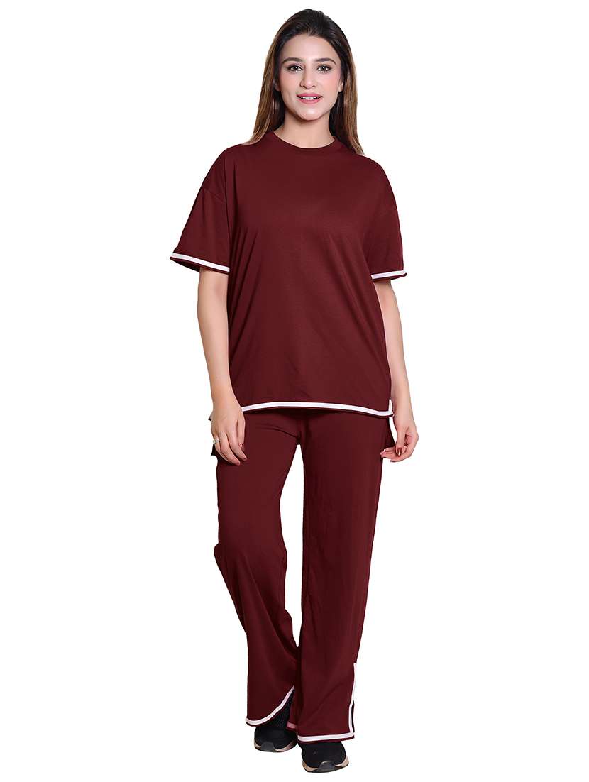women solid top and trouser co-ord set