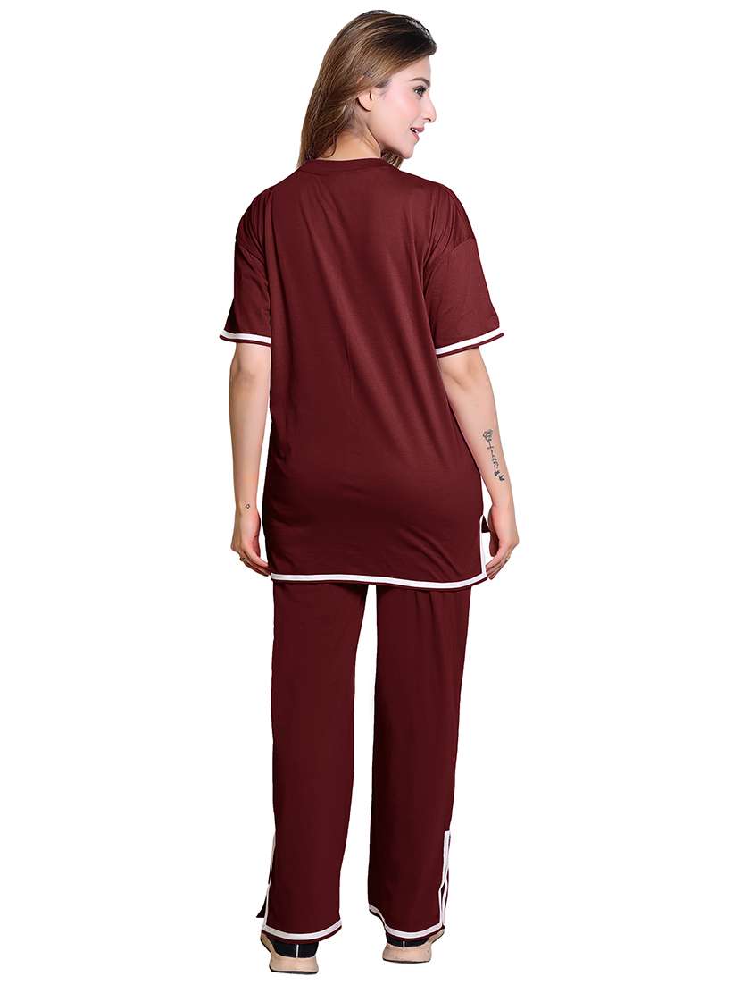 women solid top and trouser co-ord set - 21854363 -  Standard Image - 3