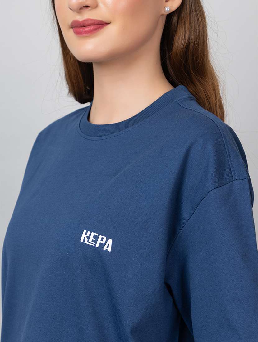 women solid t-shirt and jogger co-ord set - 21854373 -  Standard Image - 3