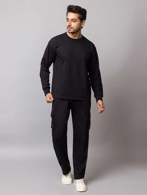 men solid full sleeve regular fit co-ord set - 21854381 - Standard Image - 0