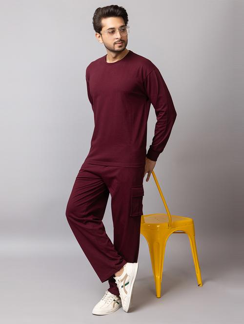 men solid full sleeve regular fit co-ord set - 21854385 - Standard Image - 0