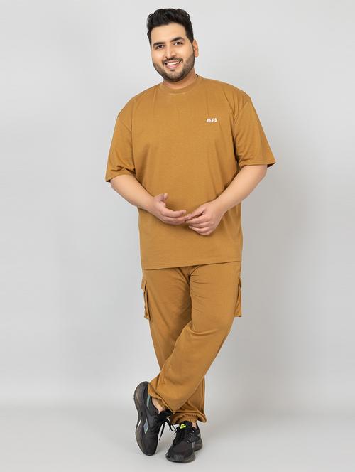 men solid short sleeve regular fit co-ord set - 21854388 - Standard Image - 0