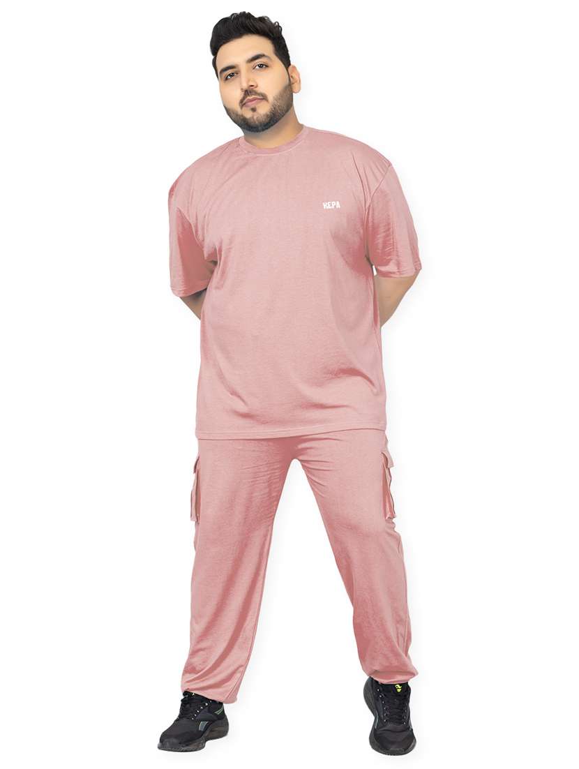 men solid short sleeve regular fit co-ord set