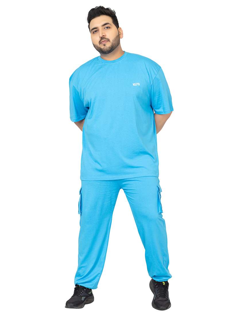 men solid short sleeve regular fit co-ord set