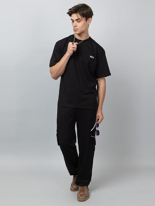 men solid short sleeve regular fit co-ord set - 21854395 - Standard Image - 0