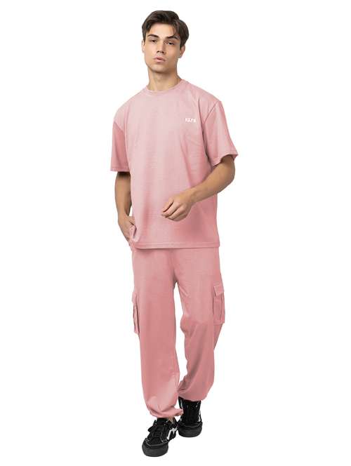 men solid short sleeve regular fit co-ord set - 21854398 -  Standard Image - 0