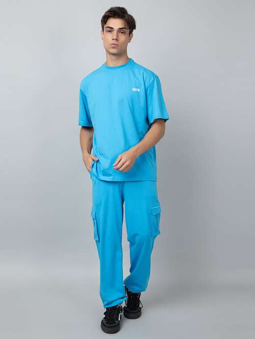 men solid short sleeve regular fit co-ord set - 21854400 -  Standard Image - 0